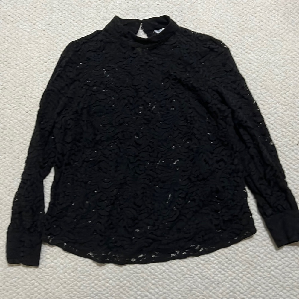 H&M Black Lace Mock-turtleneck Top women’s size XL